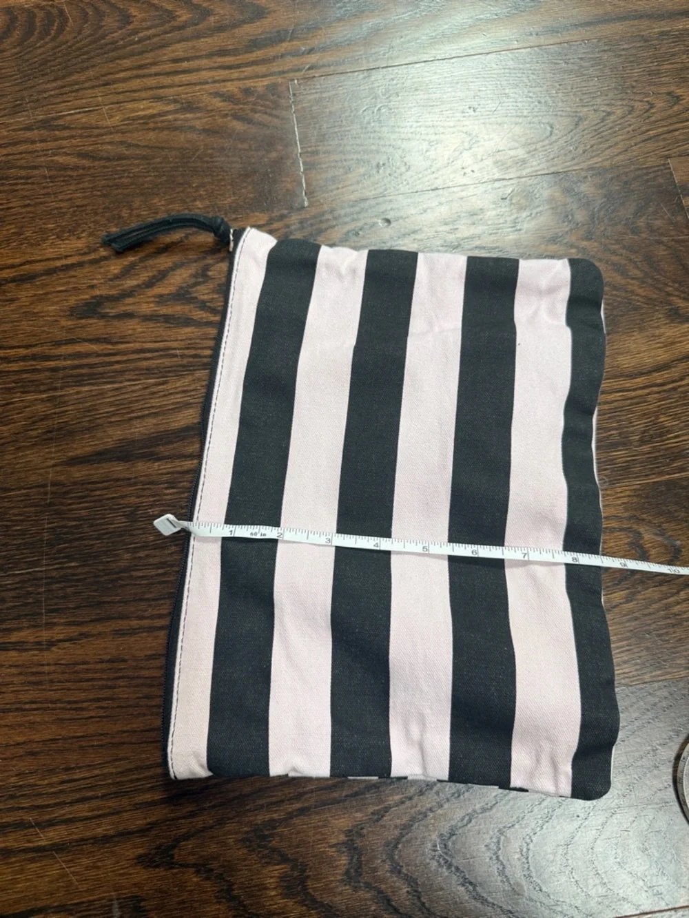 Victoria's Secret Pouch Cosmetic Bag Stripe Travel Accessory Black Pink Canva